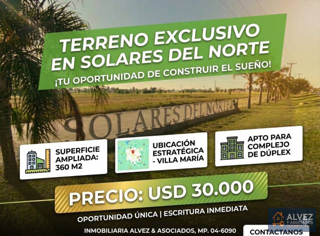 VENDO LOTE EN BARRIO SOLARES DE NORTE V. MARIA