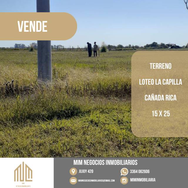 Terreno de 375 m² en Loteo La Capilla, Cañada Rica